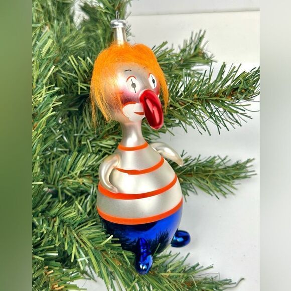 Mouth Blown Italy Hand Painted Glass Christmas Ornament Clown With Big Nose - Picture 4 of 10